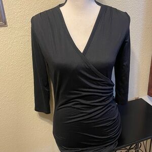 NWT Doublju Women's VNeck Twist Knot Ruched EmpireWaist SlimmingTunicTopBlouse M